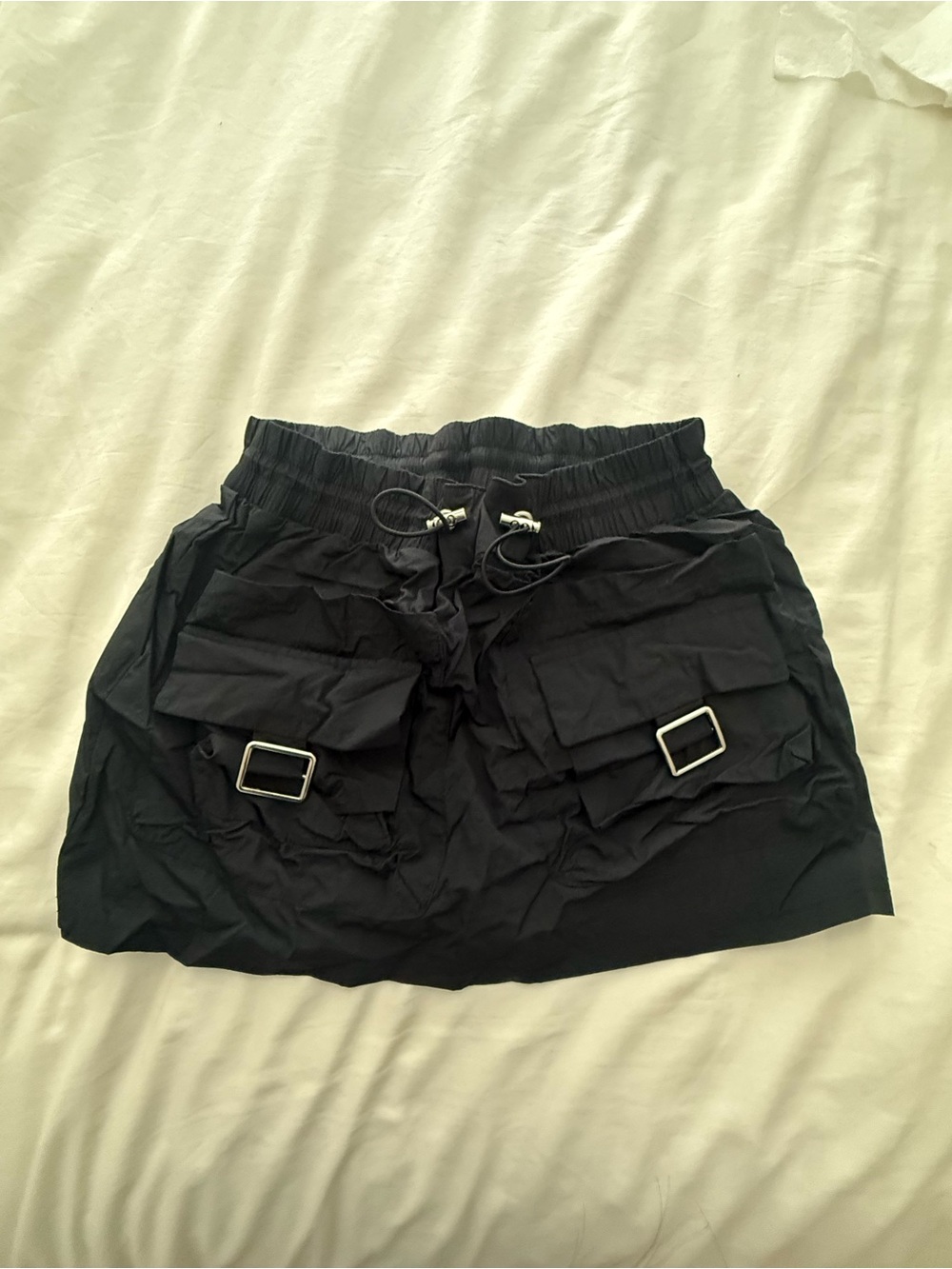 Fashion Nova Black Utility Cargo Mini Skirt with Buckle Pockets